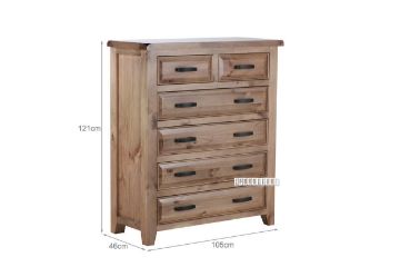 Picture of FRANCO 6-DRawer Solid NZ Pine Wood Tallboy 