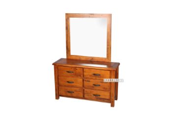 Picture of RIVERWOOD 6-Drawer Dresser with Mirror (Rustic Pine)