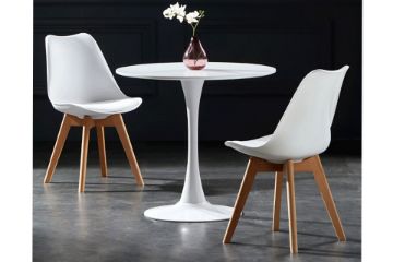 Picture of TULIP Dining Set - 80cm Table with 2 Chairs (White)
