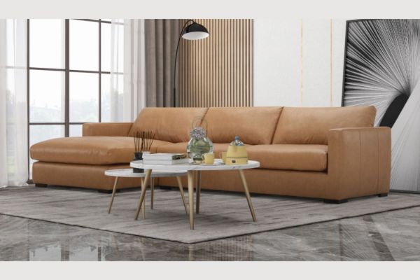 Picture of MAIA Sectional Top Vintage Leather Sofa - Chaise Facing Left