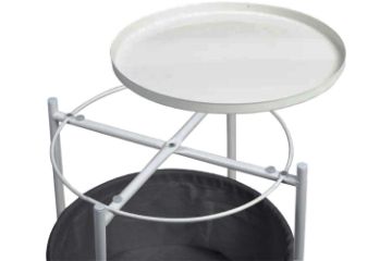 Picture of SASAKI Simple Side Table with Basket and Removable Tray (White)