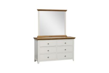 Picture of NOTTINGHAM 6-Drawer Solid Oak Dresser with Mirror (White)
