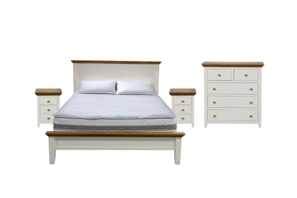Picture of NOTTINGHAM Solid Oak Bedroom Combo (White) - 4PC Queen