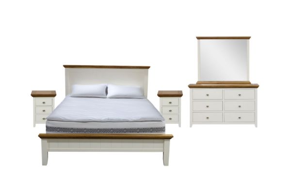 Picture of NOTTINGHAM Solid Oak Bed Frame (White) - 5PC King