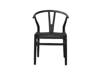 Picture of WISHBONE Solid Wood Y Replica Chair (Black Frame-Black Seat) - 53x50x79