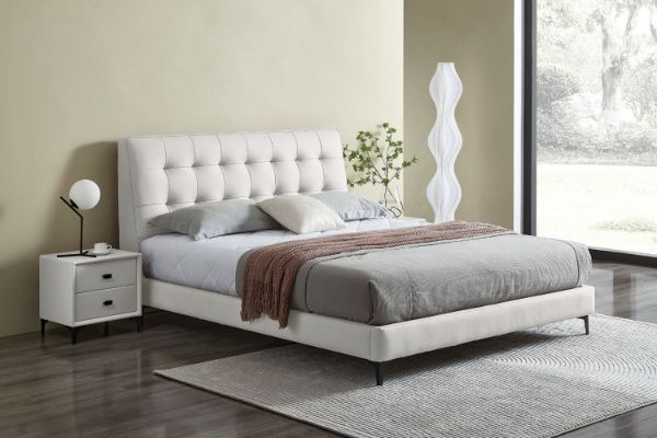 Picture of AUGUSTA Genuine Leather Queen/King Size Bed Frame (Light Grey)