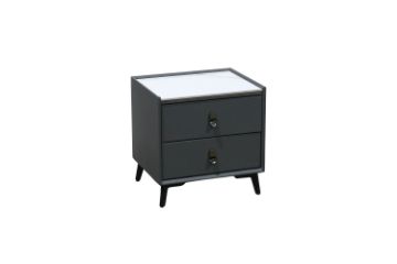 Picture of CUBA 2-Drawer Sintered Stone Top Bedside Table (Dark Grey)