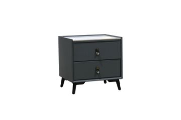 Picture of CUBA 2-Drawer Sintered Stone Top Bedside Table (Dark Grey)