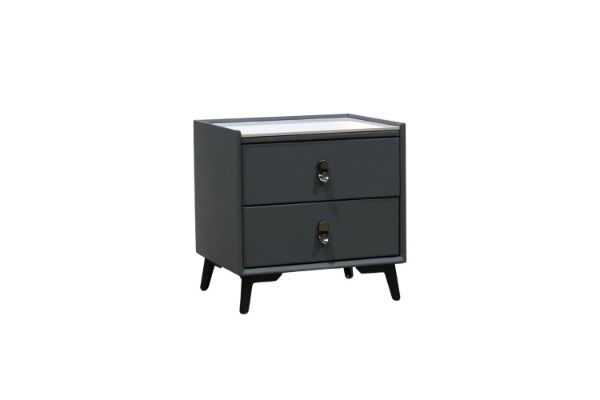 Picture of CUBA 2-Drawer Sintered Stone Top Bedside Table (Dark Grey)