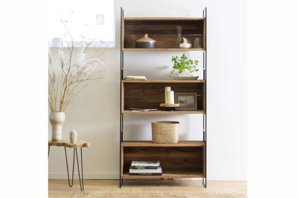 Picture of ELMORE Reclaimed Pine Wood Narrow Iron Shelf (90x190cm)