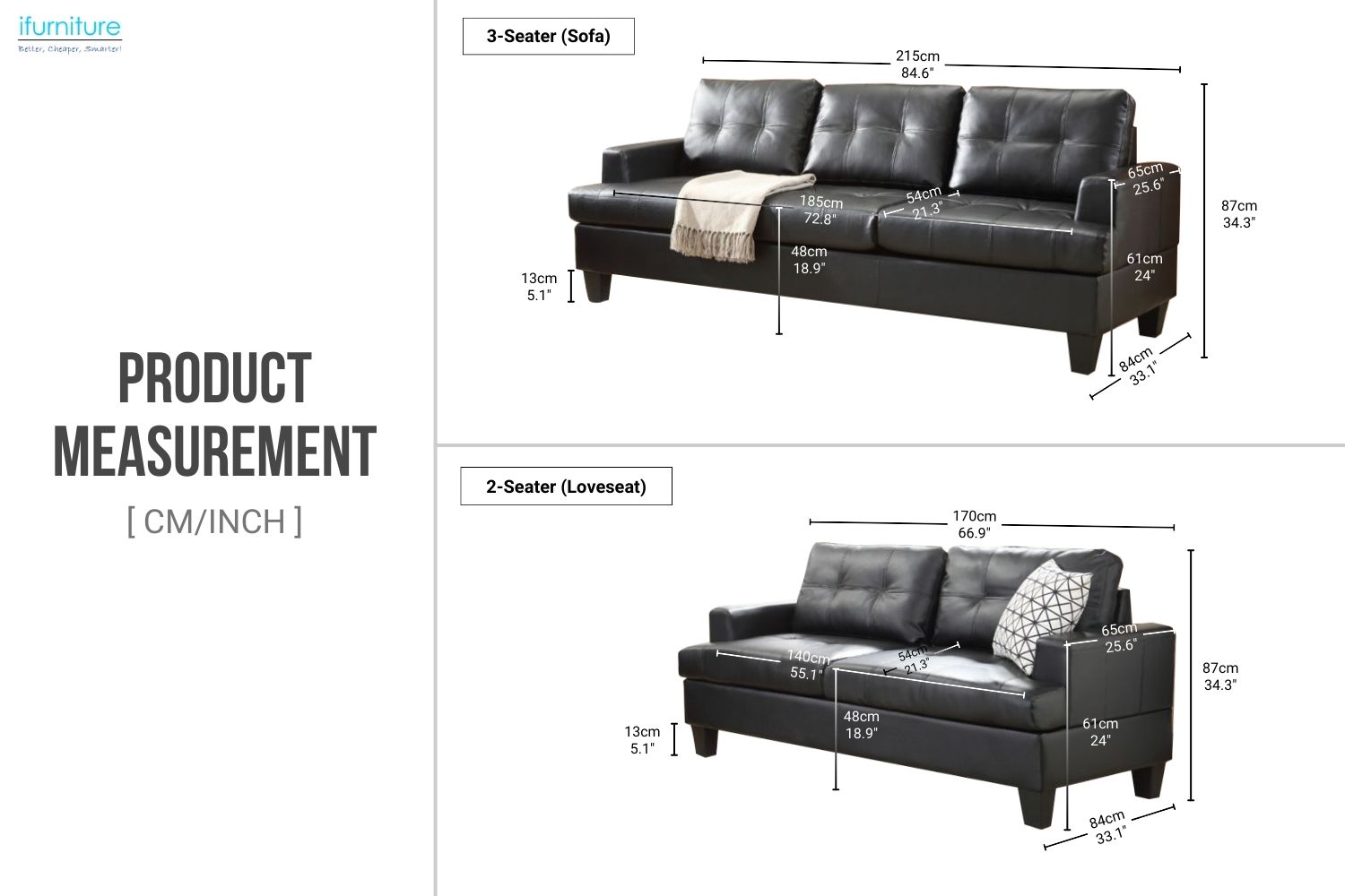 KNOLLWOOD 3+2 Sofa Set (Black)
