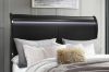 Picture of LOUIS Hevea Wood Bed Frame with LED Lighting Headboard in Queen Size (Black) 