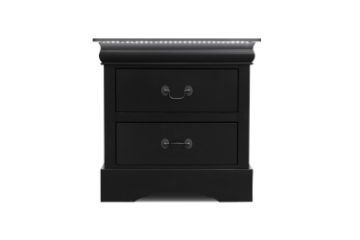 Picture of LOUIS 2-Drawer Hevea Wood Bedside Table with LED Lighting (Black)