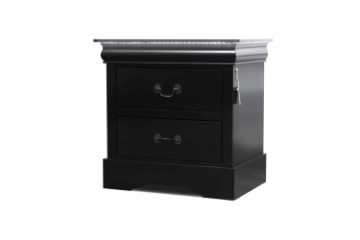 Picture of LOUIS 2-Drawer Hevea Wood Bedside Table with LED Lighting (Black)