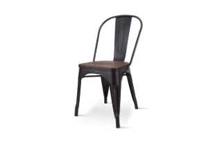 Picture of TOLIX Replica Dining Chair With Solid Pine Wood - Matte Black
