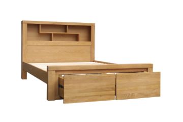 Picture of HEYFIELD Solid Oak Bed Frame with Storage in Queen/King Size