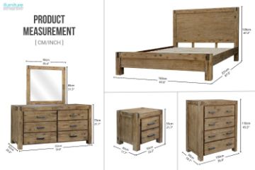 Picture of SPRINGBROOK 4PC/5PC/6PC Solid Acacia Wood Bedroom Combo in Queen Size