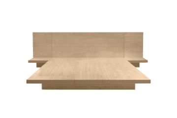 Picture of YUKI 2PC/3PC Japanese Low Height Bed Frame Set with Headboard in Queen/King Size