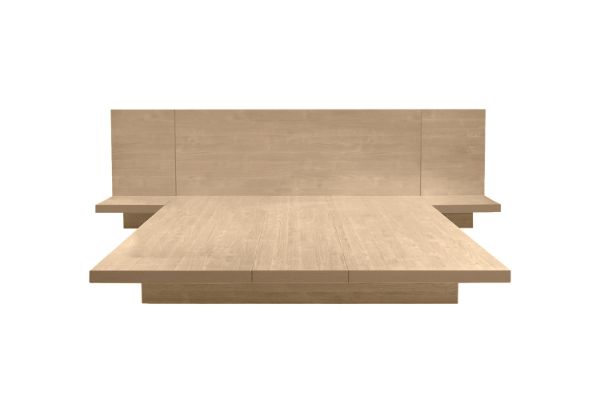 Picture of YUKI 2PC/3PC Japanese Low Height Bed Frame Set with Headboard in Queen/King Size