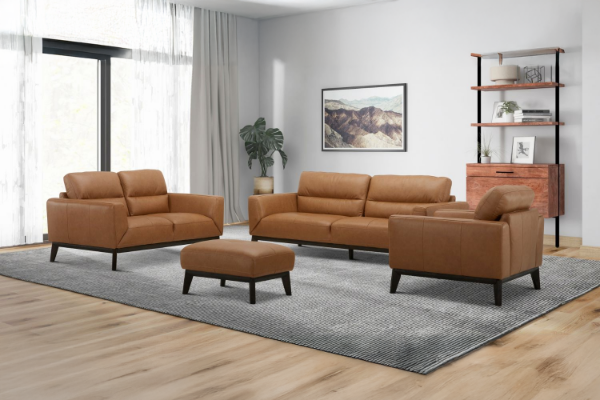 Picture of STONELAND 3/2/1 Seater 100% Genuine Oil Waxed Leather Sofa Range with Ottoman