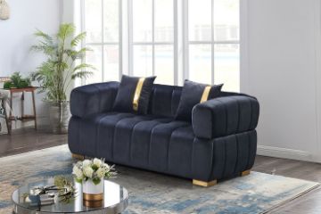 Picture of VEGAS Chesterfield Velvet Sofa (Black) - 2 Seater