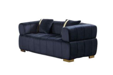 Picture of VEGAS Chesterfield Velvet Sofa (Black) - 2 Seater