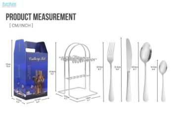 Picture of LAVIN 24 Piece Stainless Steel Cutlery Set with Hanging Rack