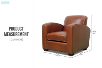 Picture of HEMINGWAY 100% Genuine Silky Aniline Leather Club Armchair