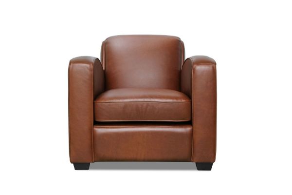 Picture of HEMINGWAY 100% Genuine Silky Aniline Leather Club Armchair