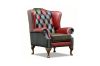Picture of WILLIFORD 100% Genuine Leather Chesterfield High Back Wing Patchwork Armchair (Multicolour)