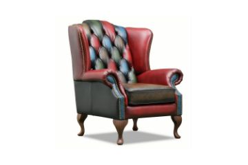 Picture of WILLIFORD 100% Genuine Leather Chesterfield High Back Wing Patchwork Chair/Sofa Chair (Multicolour)
