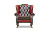 Picture of WILLIFORD 100% Genuine Leather Chesterfield High Back Wing Patchwork Armchair (Multicolour)