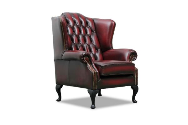 Picture of WILLIFORD 100% Genuine Leather Chesterfield High Back Wing Armchair  (Maroon)