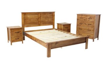 Picture of BAYARD 4PC Solid Pine Wood Bedroom Combo Set in Single/King Single/Double/Queen Size