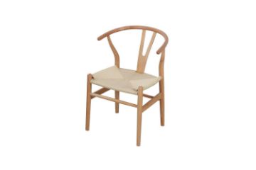 Picture of WISHBONE Solid Wood Y Replica Chair (Natural Frame-Beige Seat) - 53x50x79
