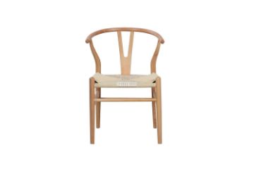 Picture of WISHBONE Solid Wood Y Replica Chair (Natural Frame-Beige Seat) - 53x50x79