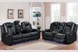 Picture of MONROSE Air Leather Dual Motor Reclining Sofa Range (Black) - 3RRC+2RRC Sofa Set