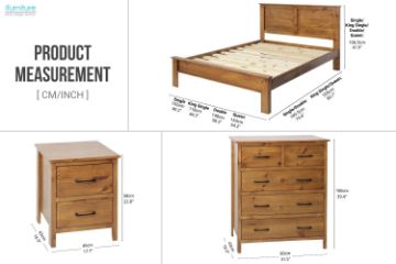 Picture of BAYARD 4PC Solid Pine Wood Bedroom Combo Set
