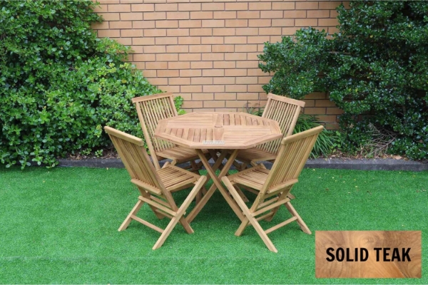 Picture of BALI 5PC Solid Teak D120 Octagonal Dining Set