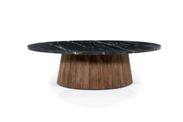 Picture of HUBIE Mango Wood Oval Coffee Table With Marble Top