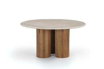 Picture of BLIX Mango Wood D68 Round Coffee Table with Marble Top