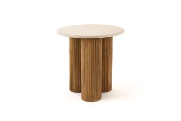 Picture of BLIX Mango Wood D50 Round Side Table with Marble Top