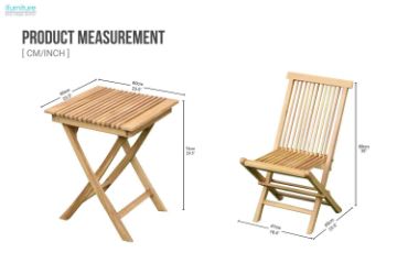 Picture of BALI Solid Teak Wood 3PC Outdoor Dining Set (D60 Table)