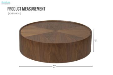 Picture of SKARA Genuine Walnut Veneer D90 Round Coffee Table