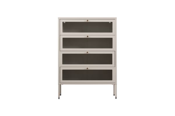Picture of STARK Steel Frame 4-Door Transparent Glass Shoe Cabinet (Cream) 