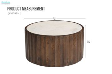 Picture of KASIA Mango Wood D89 Round Coffee Table With Marble Top