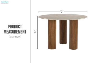 Picture of BLIX D120 Mango Wood Round Dining Table with Marble Top