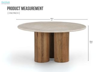 Picture of BLIX Mango Wood D68 Round Coffee Table with Marble Top