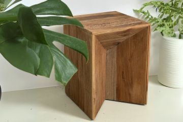 Picture of ROWAN 100% Reclaimed Pine Wood Square Stool (30x30cm)