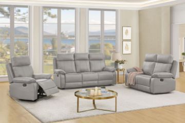 Picture of SORIANO Air Leather Manual Reclining Sofa Range (Pebble Grey)